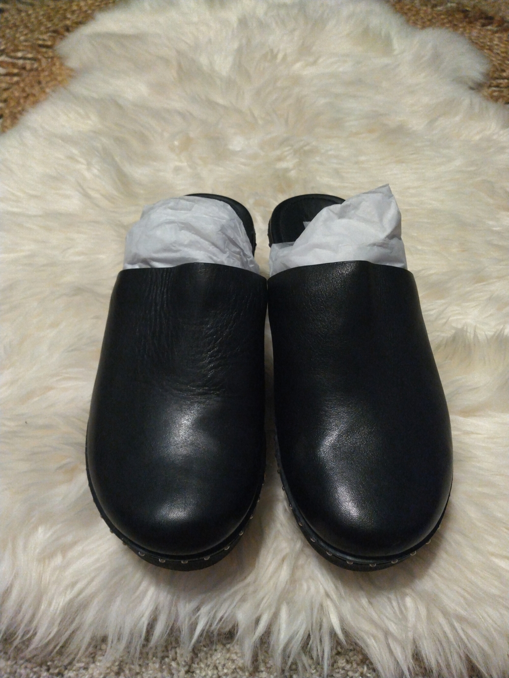 FitFlop Size 8 Black Leather Studded Wedge Mule NWOT
